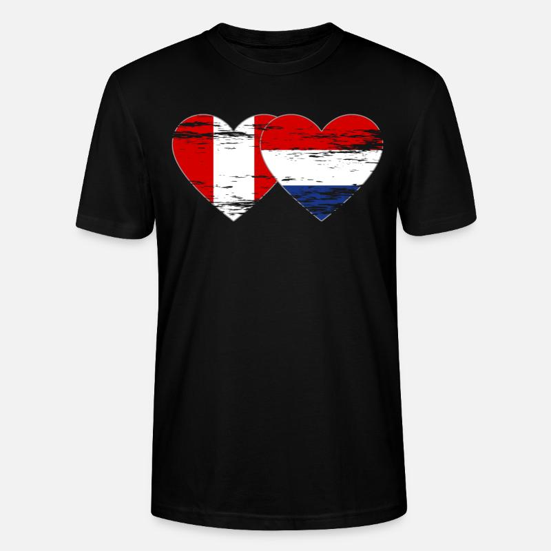 Pérou Hollande drapeau coeur utilisé - T-shirt bio CRAFTER Stanley Stella Unisexe - noir