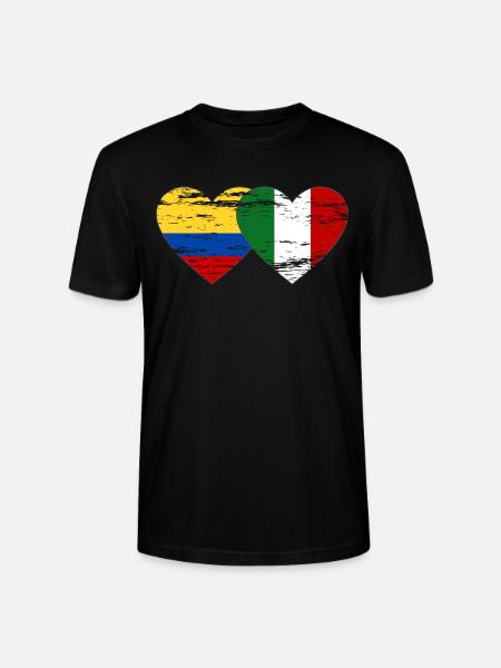 Colombie Italie Drapeau Coeur Utilisé - T-shirt bio CRAFTER Stanley Stella Unisexe - noir