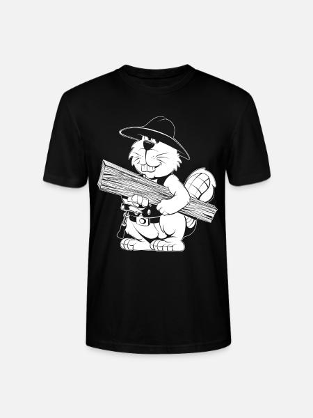Carpenter Cartoon - Stanley/Stella CRAFTER Unisex Organic T-Shirt - black