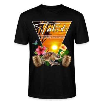 Tahiti Französisch-Polynesien Kolibri - Stanley/Stella Unisex Bio-T-Shirt CRAFTER - Schwarz - Vorne - Alina (178cm) & Michal (187cm)