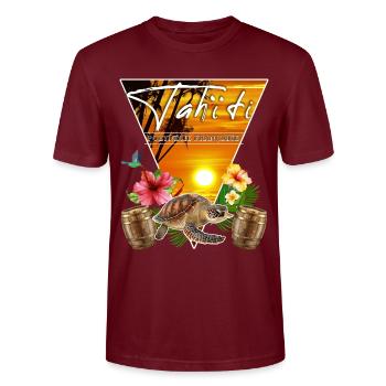 Tahiti Französisch-Polynesien Kolibri - Stanley/Stella Unisex Bio-T-Shirt CRAFTER - Burgunderrot - Vorne - Alina (178cm) & Michal (187cm)