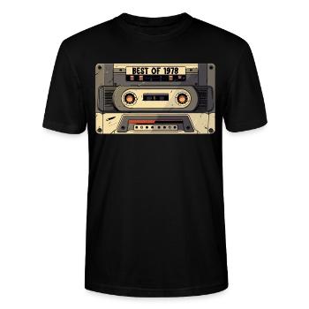 Das Beste von 1978 - Kassette 1978 - Geboren 1978 Geschenk - Stanley/Stella Unisex Bio-T-Shirt CRAFTER - Schwarz - Vorne - Alina (178cm) & Michal (187cm)
