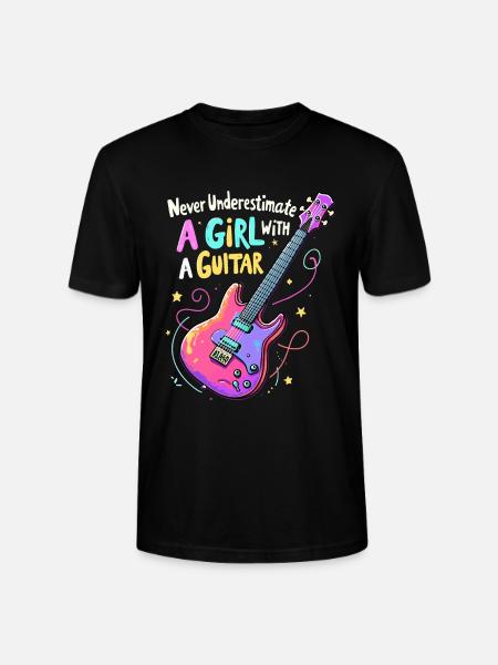 Girl with Guitar Power - Stanley/Stella CRAFTER Unisex Organic T-Shirt - black