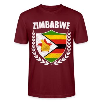 Zimbabwe flag Zimbabwe Harare Chewa gift - Stanley/Stella CRAFTER Unisex Organic T-Shirt - burgundy - Front - Alina (178cm) & Michal (187cm)