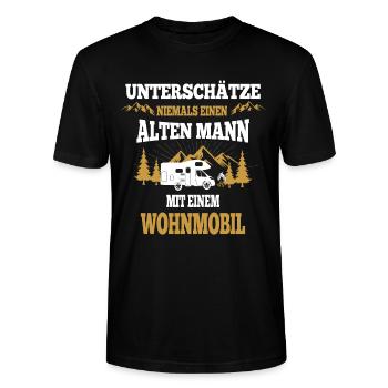 Mann mit Wohnmobil - Stanley/Stella Unisex Bio-T-Shirt CRAFTER - Schwarz - Vorne - Alina (178cm) & Michal (187cm)