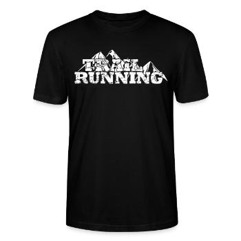 Trail Running Mountains Distressed white - Stanley/Stella CRAFTER Unisex Organic T-Shirt - black - Front - Alina (178cm) & Michal (187cm)
