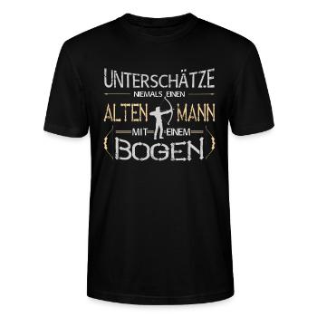 Bogenschießen Alter Mann mit Bogen Bogenschütze - Stanley/Stella Unisex Bio-T-Shirt CRAFTER - Schwarz - Vorne - Alina (178cm) & Michal (187cm)