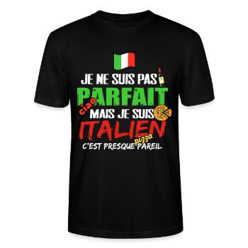 Italie cadeau drôle homme italien phrase drôle - T-shirt bio CRAFTER Stanley Stella Unisexe - noir - Devant - Alina (178cm) & Michal (187cm)