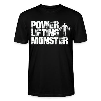 Power Lifting Monster Geschenk - Stanley/Stella Unisex Bio-T-Shirt CRAFTER - Schwarz - Vorne - Alina (178cm) & Michal (187cm)