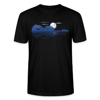 Violin Lake Reflection Geige See Bäume Reflektion - Stanley/Stella Unisex Bio-T-Shirt CRAFTER - Schwarz - Vorne - Alina (178cm) & Michal (187cm)