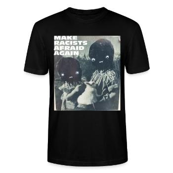 Make racists afraid again fuck Nazis Racisme FCK - T-shirt bio CRAFTER Stanley Stella Unisexe - noir - Devant - Alina (178cm) & Michal (187cm)
