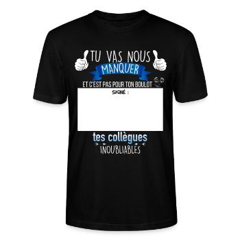 Départ en retraite humour pour départ collègue - T-shirt bio CRAFTER Stanley Stella Unisexe - noir - Devant - Alina (178cm) & Michal (187cm)