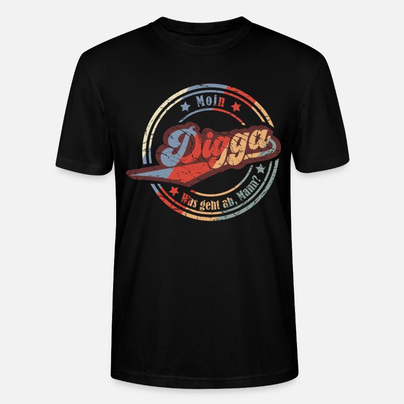 Moin Digga (Was-Geht-Ab-Mann-Edition) - Stanley/Stella Unisex Bio-T-Shirt CRAFTER - Schwarz