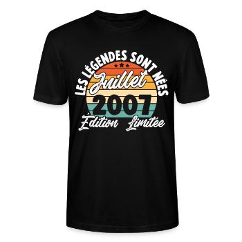 Cadeau Les légendes sont nées en juillet 2007 - T-shirt bio CRAFTER Stanley Stella Unisexe - noir - Devant - Alina (178cm) & Michal (187cm)