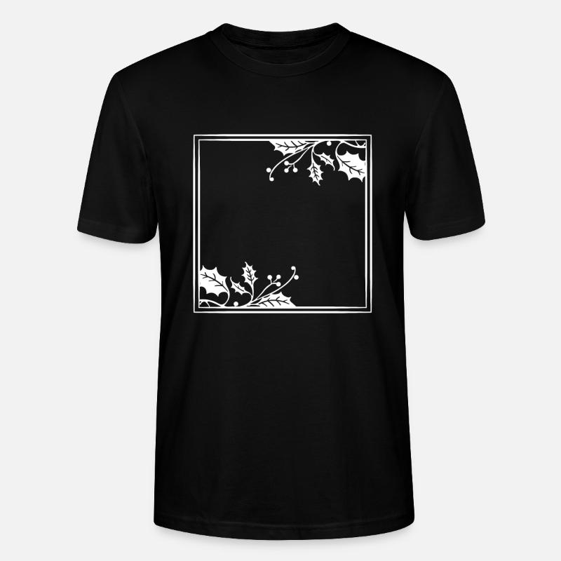 Cadre blanc laurier feuille Noël - T-shirt bio CRAFTER Stanley Stella Unisexe - noir