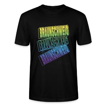 Braunschweig Allemagne City Font Skyline - T-shirt bio CRAFTER Stanley Stella Unisexe - noir - Devant - Alina (178cm) & Michal (187cm)
