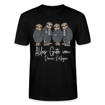 Alles Gute Abschied Kollege Lustig Arbeitskollege - Stanley/Stella Unisex Bio-T-Shirt CRAFTER - Schwarz - Vorne - Alina (178cm) & Michal (187cm)