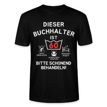 Dieser Buchhalter ist 60. Schonend behandeln - Stanley/Stella Unisex Bio-T-Shirt CRAFTER - Schwarz - Vorne - Alina (178cm) & Michal (187cm)