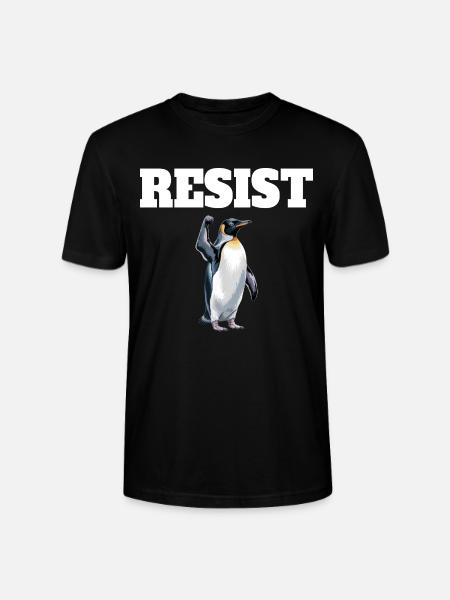 Penguin Protests Resistance Taxes - Stanley/Stella CRAFTER Unisex Organic T-Shirt - black