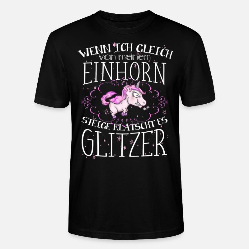 Einhorn - Glitzer - Stanley/Stella Unisex Bio-T-Shirt CRAFTER - Schwarz