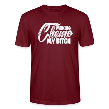 Chemo Therapy Cancer Chemotherapy Gift - Stanley/Stella CRAFTER Unisex Organic T-Shirt - burgundy - Front - Alina (178cm) & Michal (187cm)