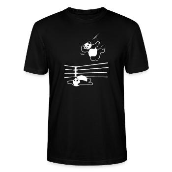 Panda Panda bear wrestling fight martial arts gift - Stanley/Stella CRAFTER Unisex Organic T-Shirt - black - Front - Alina (178cm) & Michal (187cm)