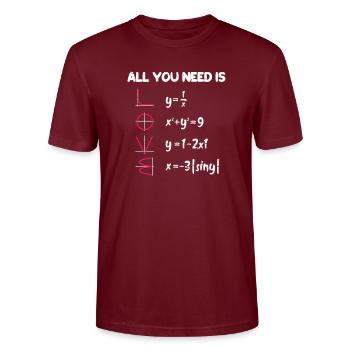Mathe - Stanley/Stella Unisex Bio-T-Shirt CRAFTER - Burgunderrot - Vorne - Alina (178cm) & Michal (187cm)