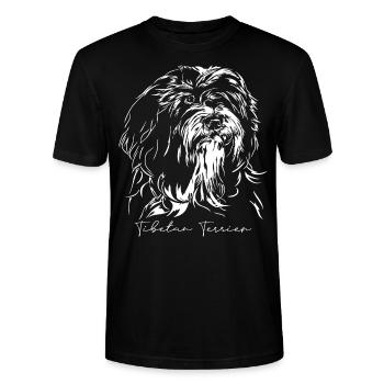 TIBETAN TERRIER Portret Wilsigns Honden Hond - Stanley/Stella Uniseks bio-T-shirt CRAFTER - zwart - Voor - Alina (178cm) & Michal (187cm)