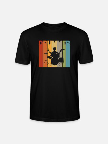Drummer Drummer Drummer Retro Gift - Stanley/Stella CRAFTER Unisex Organic T-Shirt - black