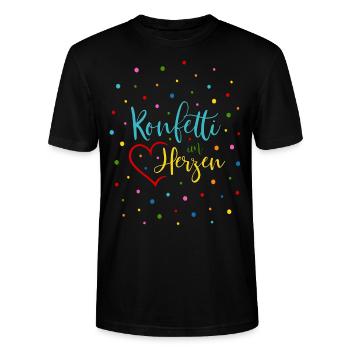 Konfetti im Herzen - Stanley/Stella Unisex Bio-T-Shirt CRAFTER - Schwarz - Vorne - Alina (178cm) & Michal (187cm)