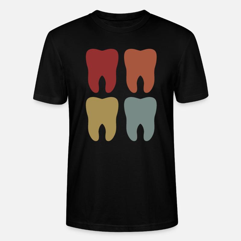 Zähne Retro - Stanley/Stella Unisex Bio-T-Shirt CRAFTER - Schwarz
