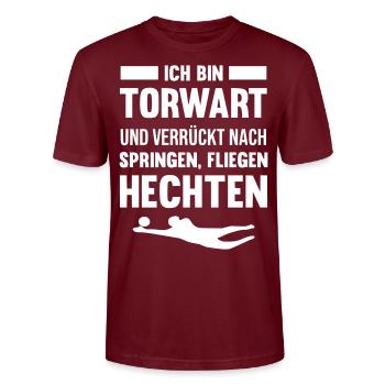 Torwart oder Torhüter - Stanley/Stella Unisex Bio-T-Shirt CRAFTER - Burgunderrot - Vorne - Alina (178cm) & Michal (187cm)