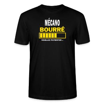 MÉCANO bourré HUMOUR - T-shirt bio CRAFTER Stanley Stella Unisexe - noir - Devant - Alina (178cm) & Michal (187cm)