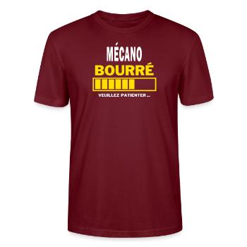 MÉCANO bourré HUMOUR - T-shirt bio CRAFTER Stanley Stella Unisexe - bordeaux - Devant - Alina (178cm) & Michal (187cm)