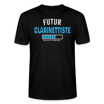 futur CLARINETTISTE - T-shirt bio CRAFTER Stanley Stella Unisexe - noir - Devant - Alina (178cm) & Michal (187cm)