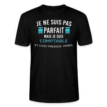 je ne suis pas parfait COMPTABLE - T-shirt bio CRAFTER Stanley Stella Unisexe - noir - Devant - Alina (178cm) & Michal (187cm)