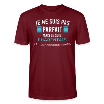 je ne suis pas parfait CHARENTAIS - T-shirt bio CRAFTER Stanley Stella Unisexe - bordeaux - Devant - Alina (178cm) & Michal (187cm)