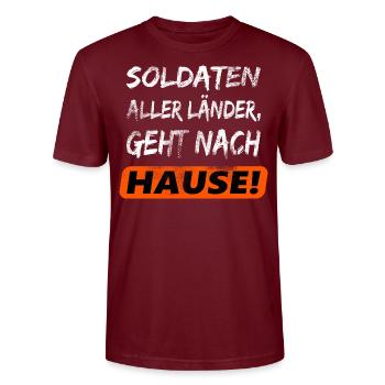 Frieden - Stanley/Stella Unisex Bio-T-Shirt CRAFTER - Burgunderrot - Vorne - Alina (178cm) & Michal (187cm)
