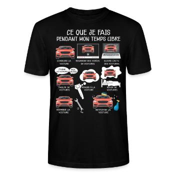 Voiture Idée Cadeau Humour Homme - T-shirt bio CRAFTER Stanley Stella Unisexe - noir - Devant - Alina (178cm) & Michal (187cm)