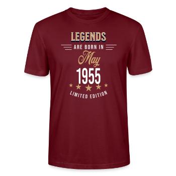 Legends are born in may 1955 - T-shirt bio CRAFTER Stanley Stella Unisexe - bordeaux - Devant - Alina (178cm) & Michal (187cm)