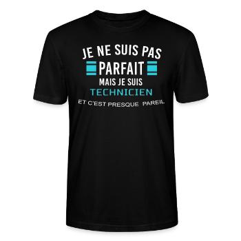 je ne suis pas parfait TECHNICIEN - T-shirt bio CRAFTER Stanley Stella Unisexe - noir - Devant - Alina (178cm) & Michal (187cm)