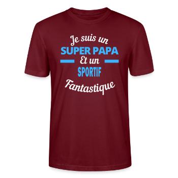 SUPER PAPA Fantastique SPORTIF - T-shirt bio CRAFTER Stanley Stella Unisexe - bordeaux - Devant - Alina (178cm) & Michal (187cm)