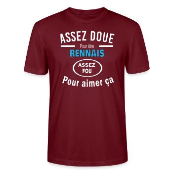 Assez doue pour etre RENNAIS - T-shirt bio CRAFTER Stanley Stella Unisexe - bordeaux - Devant - Alina (178cm) & Michal (187cm)