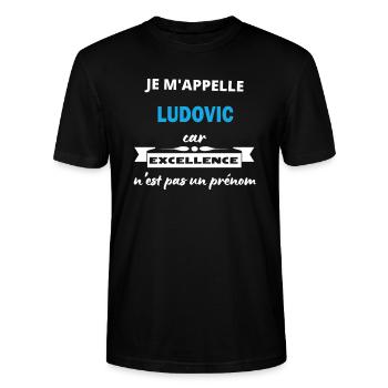 Je m'appelle excellence Ludovic - T-shirt bio CRAFTER Stanley Stella Unisexe - noir - Devant - Alina (178cm) & Michal (187cm)