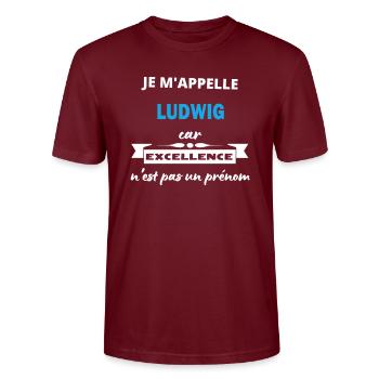 Je m'appelle excellence Ludwig - T-shirt bio CRAFTER Stanley Stella Unisexe - bordeaux - Devant - Alina (178cm) & Michal (187cm)