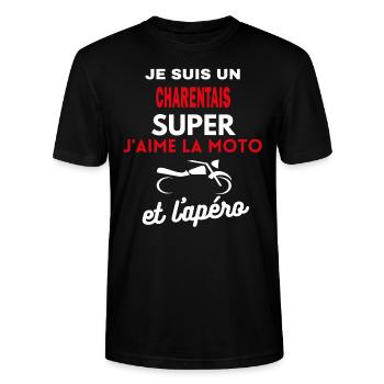 moto phrase drôle apéro CHARENTAIS citation - T-shirt bio CRAFTER Stanley Stella Unisexe - noir - Devant - Alina (178cm) & Michal (187cm)