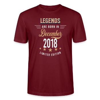 Legends are born in December 2018 - T-shirt bio CRAFTER Stanley Stella Unisexe - bordeaux - Devant - Alina (178cm) & Michal (187cm)