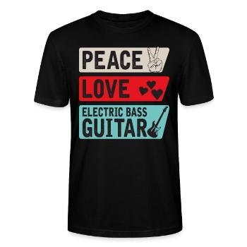 Peace Love Guitare Basse Électrique Musique - T-shirt bio CRAFTER Stanley Stella Unisexe - noir - Devant - Alina (178cm) & Michal (187cm)