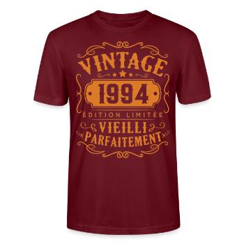 Vintage 1994 Edition Limitée - T-shirt bio CRAFTER Stanley Stella Unisexe - bordeaux - Devant - Alina (178cm) & Michal (187cm)