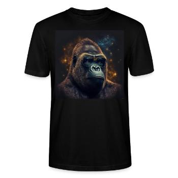 Stardust Gorilla - AI Generated Art - AI Art - Stanley/Stella CRAFTER Unisex Organic T-Shirt - black - Front - Alina (178cm) & Michal (187cm)